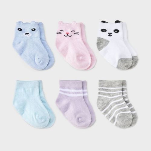 Toddler Girls' 6pk Critter Ankle Socks - Cat & Jack™