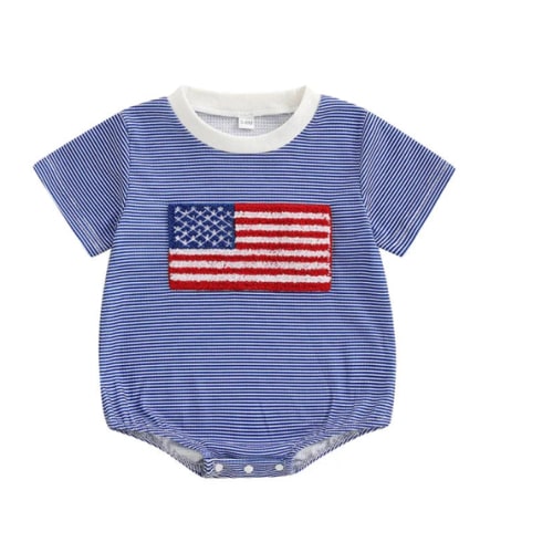 USA FLAG Striped T-Shirt Onesie - Hazel & Bo