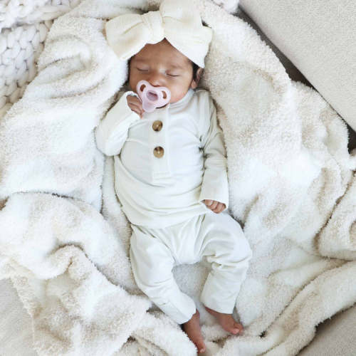 2pc Bamboo Button Top & Bottom in Powder | Caden Lane