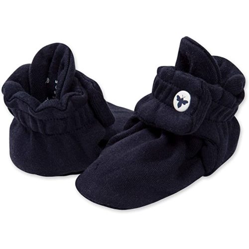 Burt's Bees Baby Unisex Baby Booties, Organic Cotton Adjustable Infant Shoes Slipper Sock - 0-3 Months - Navy Blue
