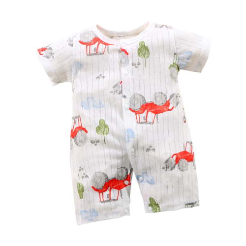 THDHVS Newborn Boy Outfits,Baby Boy Clothes,Toddler Boys Girls Short Sleeve Romper Cotton Breathable Summer Print with Snap Button Closure Red 2-4 Months