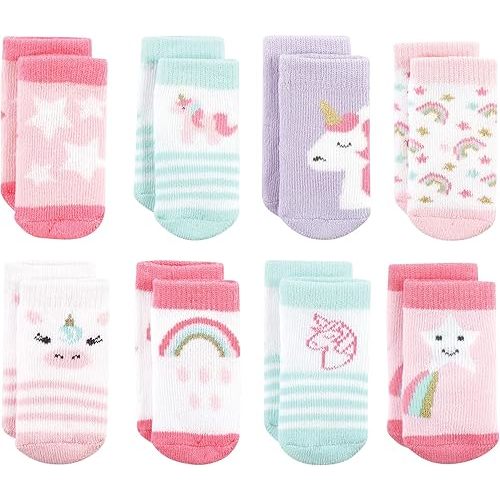Hudson Baby Baby Girls' Cotton Rich Newborn and Terry Socks