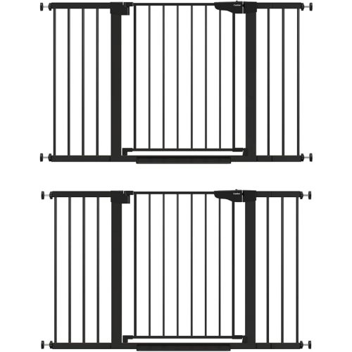 Cumbor 29.7-51.5 in Extra Wide Baby Gate for Stairs, Dog Gate Indoor Black | Mom's Choice Awards Winner, Auto Close with Double Lock for Doorways, Child Gate for Toddlers & Pets, Pressure Mounted