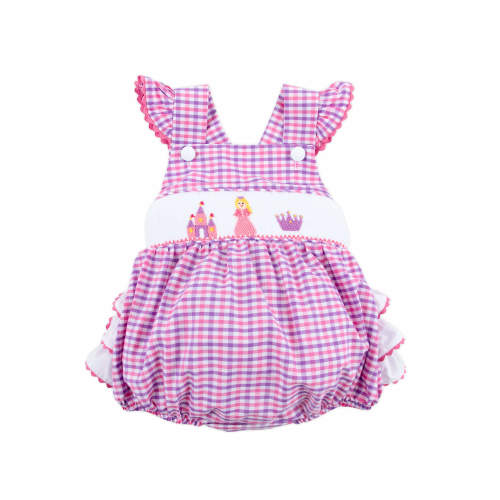 Princess Castle Smocked Pink Gingham Leah Bubble
