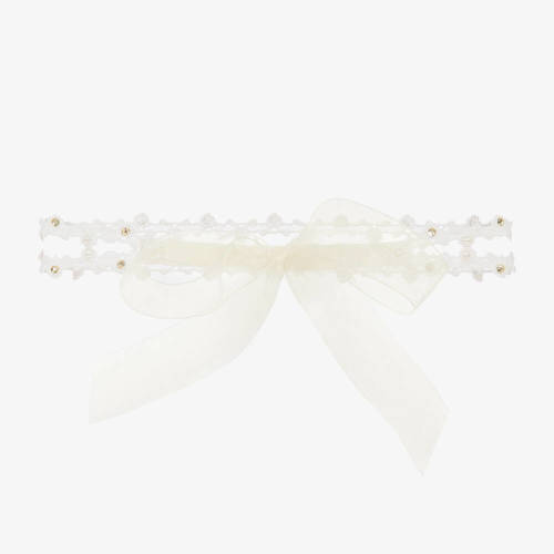 Cute Cute - Baby Girls Ivory Lace & Diamanté Headband 0-6M