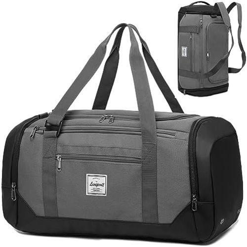 Laripwit Travel Duffle Bag for Men - 40L Sports Gym Bag with Shoe Compartment and Wet Pocket - Versatile for Weekender Overnight Bag for Women Medium Traveling Backpack, Grey