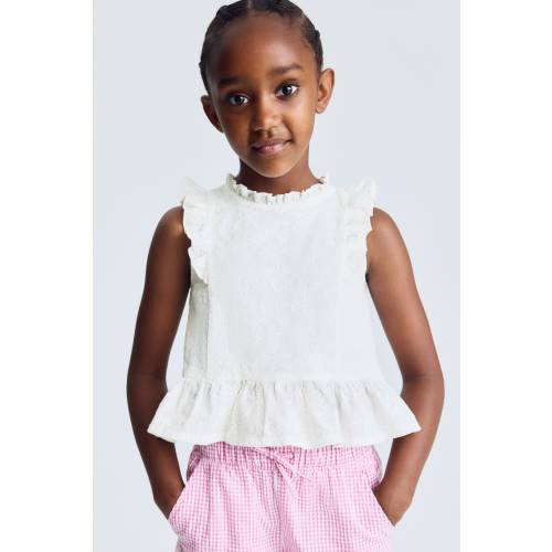 EMBROIDERED COTTON PEPLUM TOP