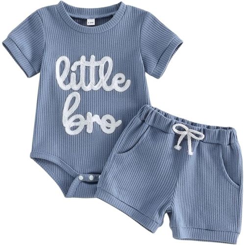 Baby Boy Summer Clothes Little Brother Newborn Outfit Short Sleeve Romper Casual Shorts Set 0 3 6 12 Months