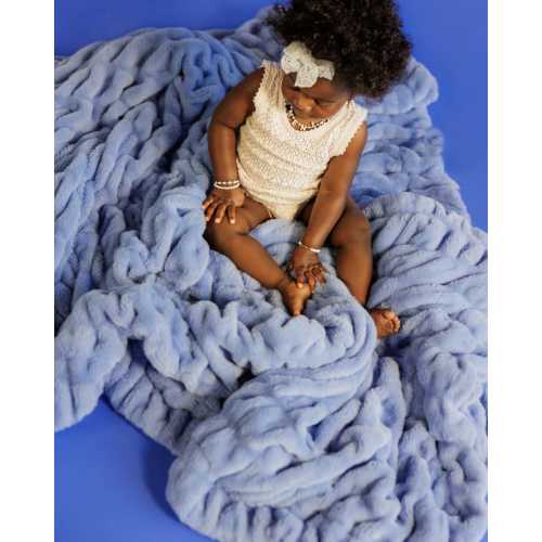 Hugs Light Caribbean Blue Plush Blanket