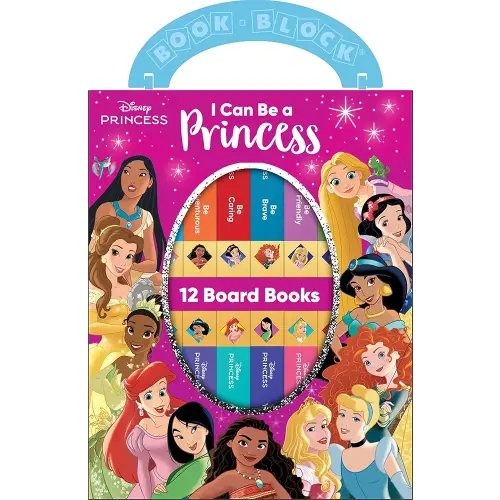 Disney Princess - I Can Be Princess My First Library Board Book Block 12-Book Set Teaches Positive Traits Like Caring, Friendliness, Curiosity, and More! - PI Kids
