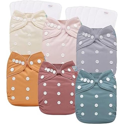 ALVABABY Cloth Diaper 6 Nappies With 12 Inserts Reusable Washable Adjustable Pocket Newborn Infant Toddler Baby Boy Girl Sets 6BM109-CA