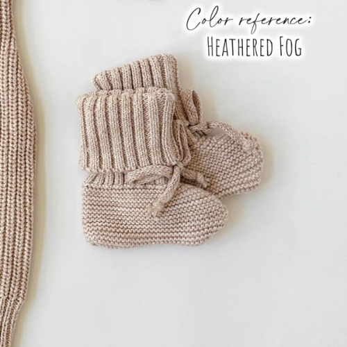 Garter Cotton Knitted Booties – Olive and Cradle