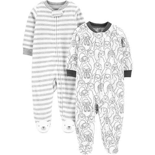 Simple Joys by Carter's unisex-baby 2-pack Neutral Fleece Footed Sleep and Play