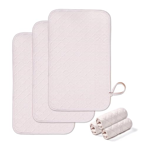 Spirich 3-Pack Reversible Changing Pad Liners, Waterproof & Wipeable Diaper Changing Mat, Thick Terry & 100% Cotton Knit, Portable Baby Changing Pad
