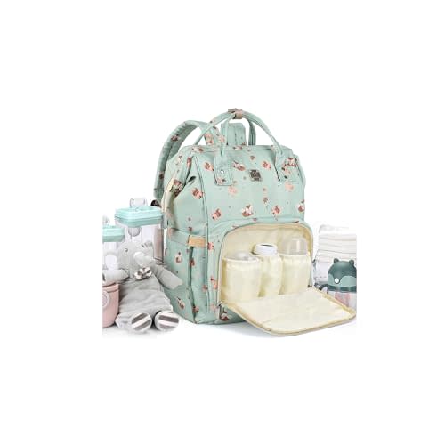 CAMILLEMMA Diaper Bags Backpack for Mom Dad Baby Care Bag Maternity Nappy Bags for Boys Girls Large Green Pañaleras para bebe Baby Changing Bag Large Capacity Waterproof Multifunction Travel Backpack