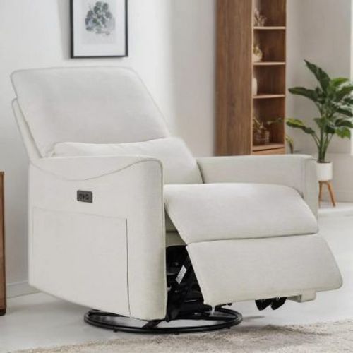 Dyonery Power Swivel Rocker Recliner,Small Reclining Sofa with USB/Type-C Ports,Glider Nursery Chair with Lumbar Support