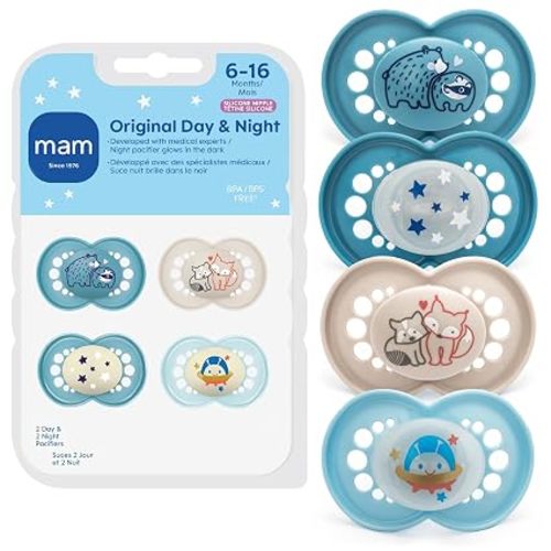 MAM Original Baby Pacifiers 6-16 Months, Glows in The Dark, 4 Pack