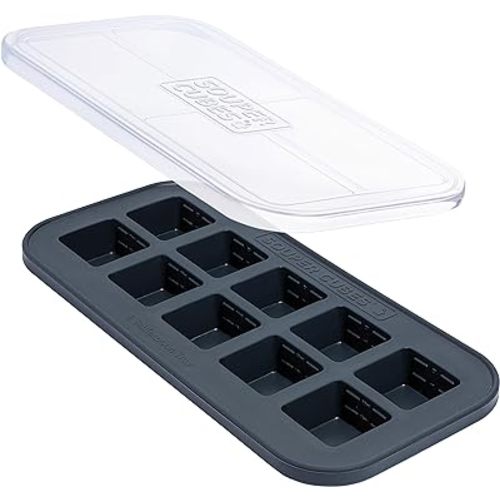 Souper Cubes 2 Tbsp Silicone Freezer Mold with Lid, Charcoal, 1-Pack