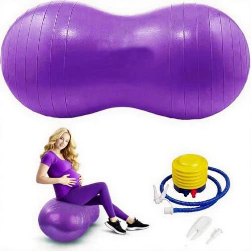 Peziang Exercise Stability Peanut Yoga Ball with Pump, Ball Plug, Used for Kids, Gym, Birthing for Pregnancy