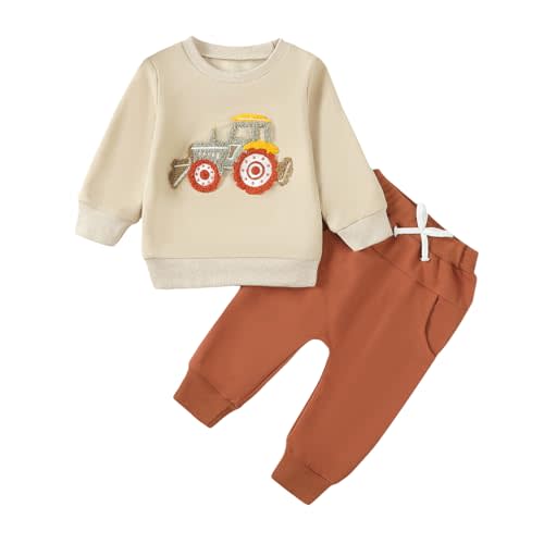 fhutpw Toddler Baby Boy Clothes Funny Letter Long Sleeve Sweatshirt Pullover Top Jogger Pants Fall Winter Outfits