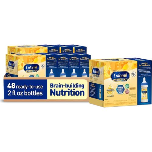 Enfamil NeuroPro Ready-to-Use Baby Formula, Ready to Feed, Brain and Immune Support with DHA, Iron and Prebiotics, Non-GMO, 2 Fl Oz (Pack of 48)