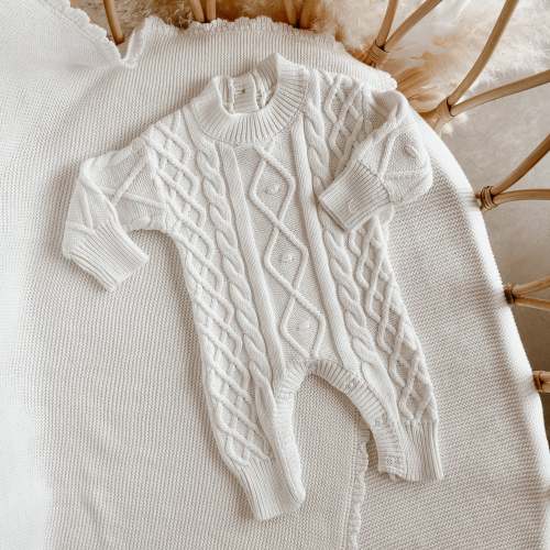 Frankie Cable Knit Romper - Milk – Blossom and Pear