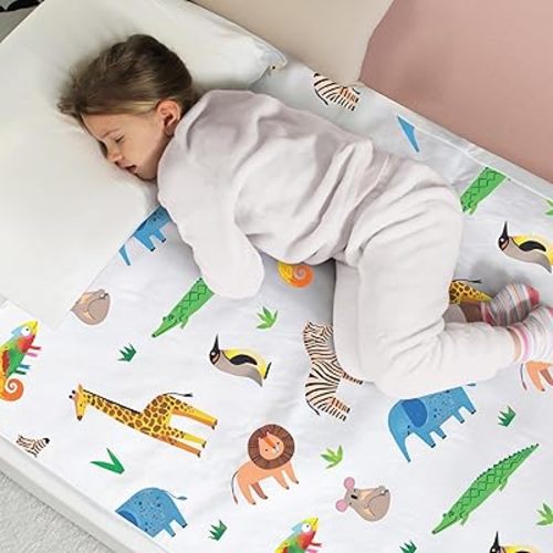 Hygge Sheets® Potty Training Pee Pads for Kids, Toddlers - 100% Waterproof, Non Slip Bed Wetting Pad for Twin Beds - Washable, Reusable Mattress & Sheet Protector - Safari