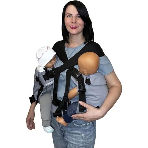 Twin Baby Carrier – 5-in-1 Double Baby Carrier for Twins | Ergonomic Cotton Infant Carrier for Newborns & Toddlers | Adjustable Waist, Lumbar Support, Front & Back Carry, Breathable & Machine Washable