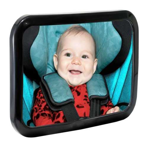 Baby Car Mirror – Shatterproof and Adjustable Rear Seat Mirror for Newborns & Infants – Wide View for Safe Driving –Easy Install on Headrest