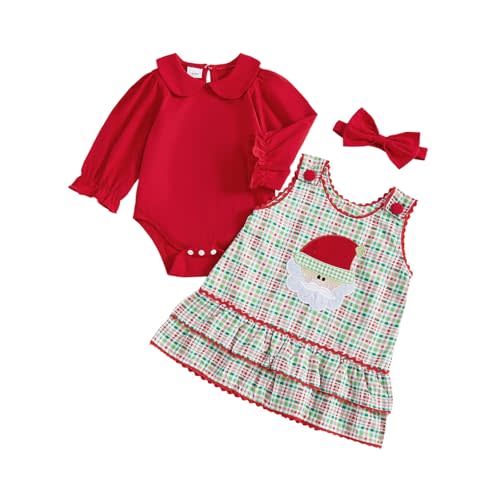 Ayalinggo Baby Girl Christmas Outfit Newborn First Xmas Romper Shirt Onesie Santa Overalls Dress Fall Winter Clothes