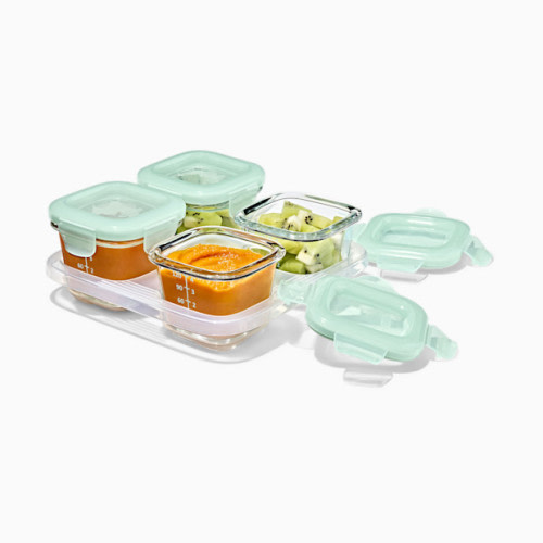 Baby Blocks Glass 4 Oz Food Storage Containers - Opal