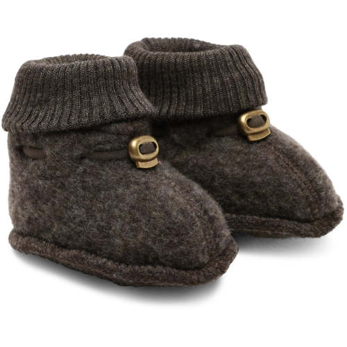 Baby Wool Footies - Dark Brown Melange
