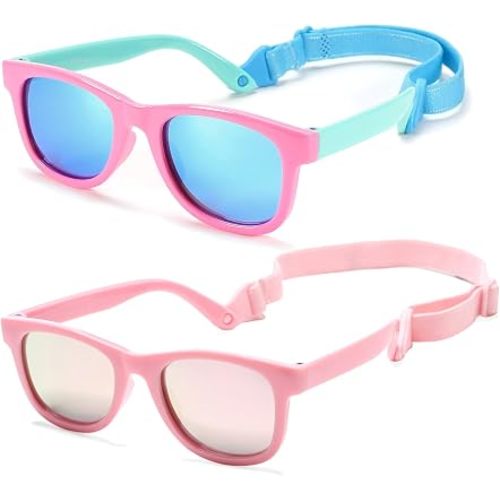 COASION Bendable Polarized Soft Baby Sunglasses with Strap Age 0-24 Months
