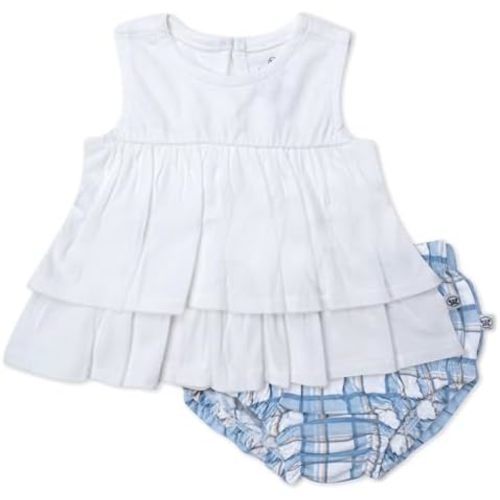 HonestBaby Baby Boys' 2-piece Flutter Tee, Dress With Ruffle Diaper Cover 100% Organic Cotton