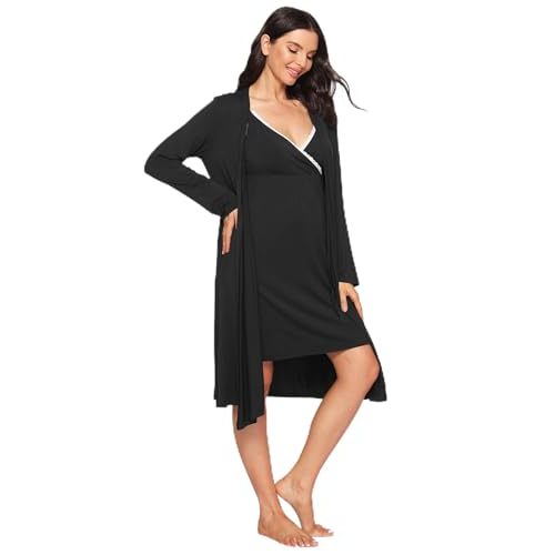 Latuza Women's Viscose Nursing Nightgown and Robe Set