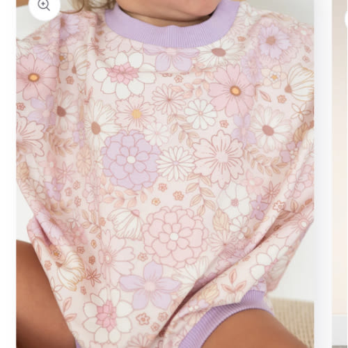 Oversized T-shirt Bubble Romper- Wildflower Whisper