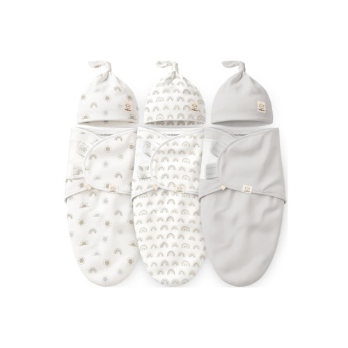 3-Pack Soothe Swaddle Wraps with Knot Hats