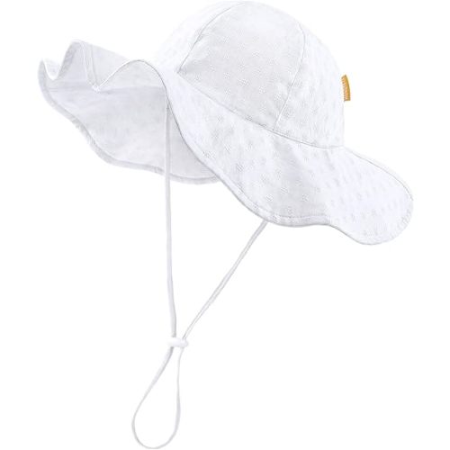 HONGTEYA Baby Sun Hat Girls Wide Brim Infant Beach Outdoor Summer Hat Sun Protection UPF 50+