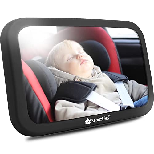 Baby Car Mirror - Baby Mirror for Car Seat Rear Facing Infant - Safety Baby Car Seat Mirror - Wide Shatterproof Baby Carseat Mirror - Baby Car Headrest Mirror (Matte Black)