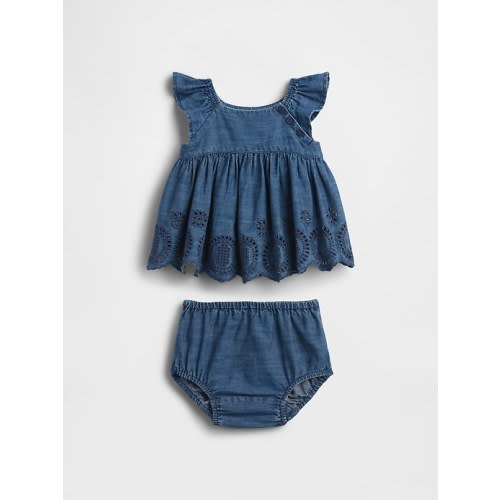 Baby Denim Eyelet Outfit Set