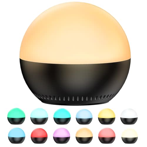 Portable Small Sound Machine Baby Night Light White Noise Machine with 12 Color Night Lights 30 Soothing Sounds Auto-Off Timer Adjustable Brightness for Baby Kids Adult & Home Office and Travel