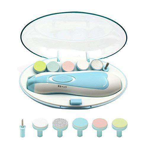 Electric Nail File Drill for Baby No Sharp Claws Hurt, 6 in 1 Safety Cutter Trimmer Clipper for Toes and Fingers (Blue) - Blue1