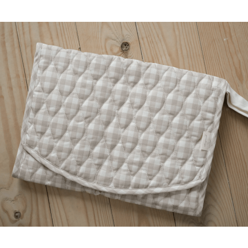 Portable Changing Pad - Beige Gingham