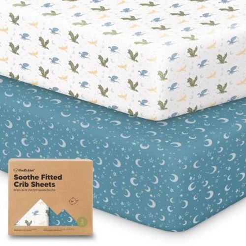 KeaBabies 2pk Soothe Fitted Crib Sheets Neutral, Organic Baby Crib Sheets, Fits Standard Nursery Baby Mattress