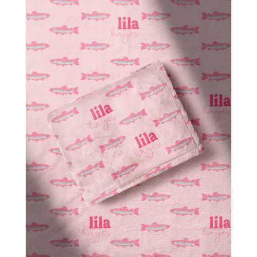 Fishing Baby Blanket Blanket Swaddle Wrap Wrap Baby Girl Pink Trout Fishing Lure Blanket Blanket Custom Name Name Trout Design Custom
