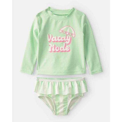 Baby Girl 2-Piece 'Vacay Mode' Rashguard Swimsuit Set - Green | Carter's