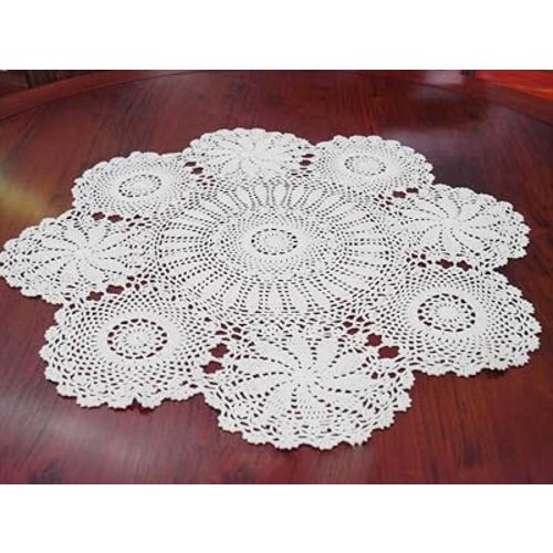 Damanni Cotton Handmade Crochet Lace Tablecloth Doilies Doily,Round,White,27 Inch