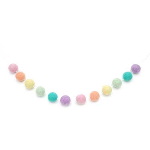 Pastel Rainbow Felt Ball Garland: Easter Spring Decor
