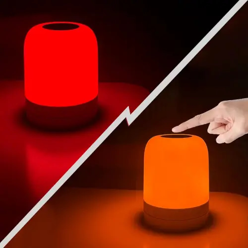 Amber & Red Sleep Aid Night Light Dimmable 2-in-1, Blue Light Blocking, 670nm, Rechargeable Night Lamp for Bedroom, Relaxation, Meditation, Yoga,Travel(1-Pack)