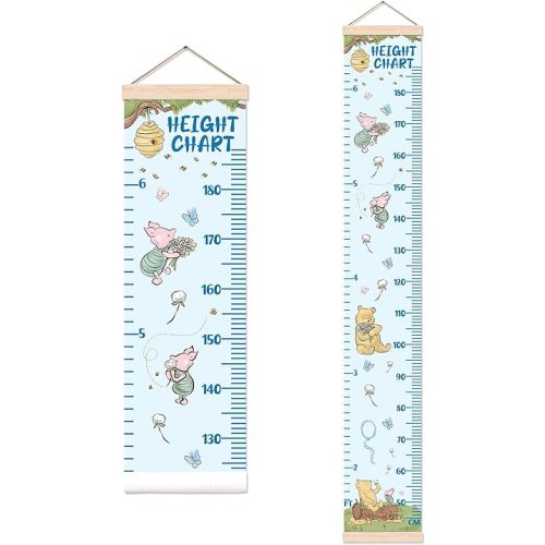 The Pooh Height Chart for Wall Decor, Blue Winnie Decor Height Chart for Boys, Height Measurement for Bedroom Wall Hanging, Perfect for Toddler Nursery Decor Decoration Wall Art